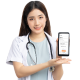 Dr. Sarah Chen with GlucoMate healthcare sharing interface